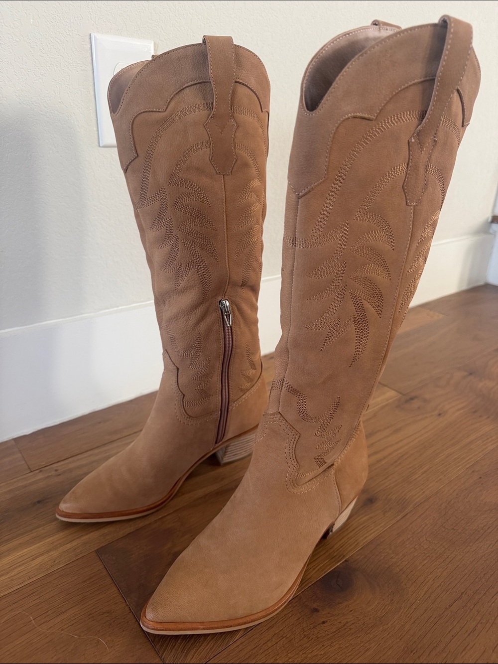 Dolce Vita Tan Suede Western Knee-High Boots
